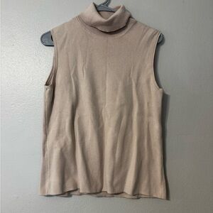 Sleeveless Turtleneck Knit Top in Beige